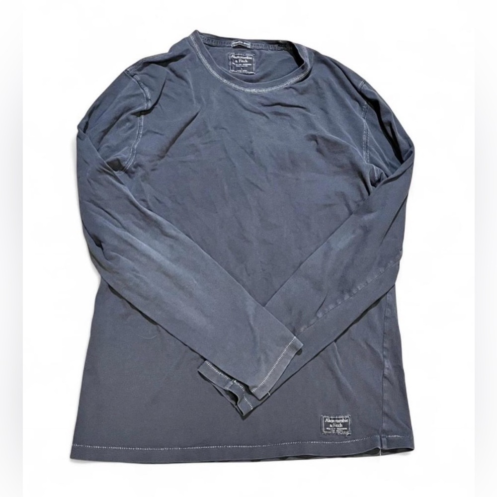 Abercrombie & Fitch Women’s L Dark Grey Long Sleeve Tee Grunge Faded
